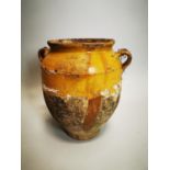 Rare 18th C. glazed terracotta Confit pot.