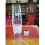 Waterford crystal cut glass vase and lighter.