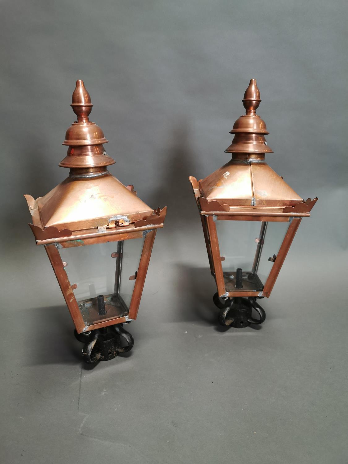 Pair of copper lanterns.