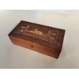 19th C. yew wood Killarney jewellery box.