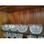 Eight Waterford Crystal dessert glasses .