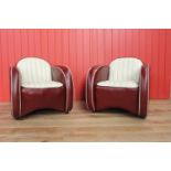 Pair of leather tub chairs