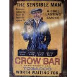 Tin plate Crow Bar tobacco advertising sign.