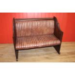 Leather upholstered wooden bench