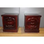 Pair of redwood bedside lockers