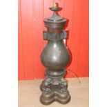 Bronze table lamp in the form of a Japanese urn