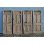 Collection of five pitched pine doors.