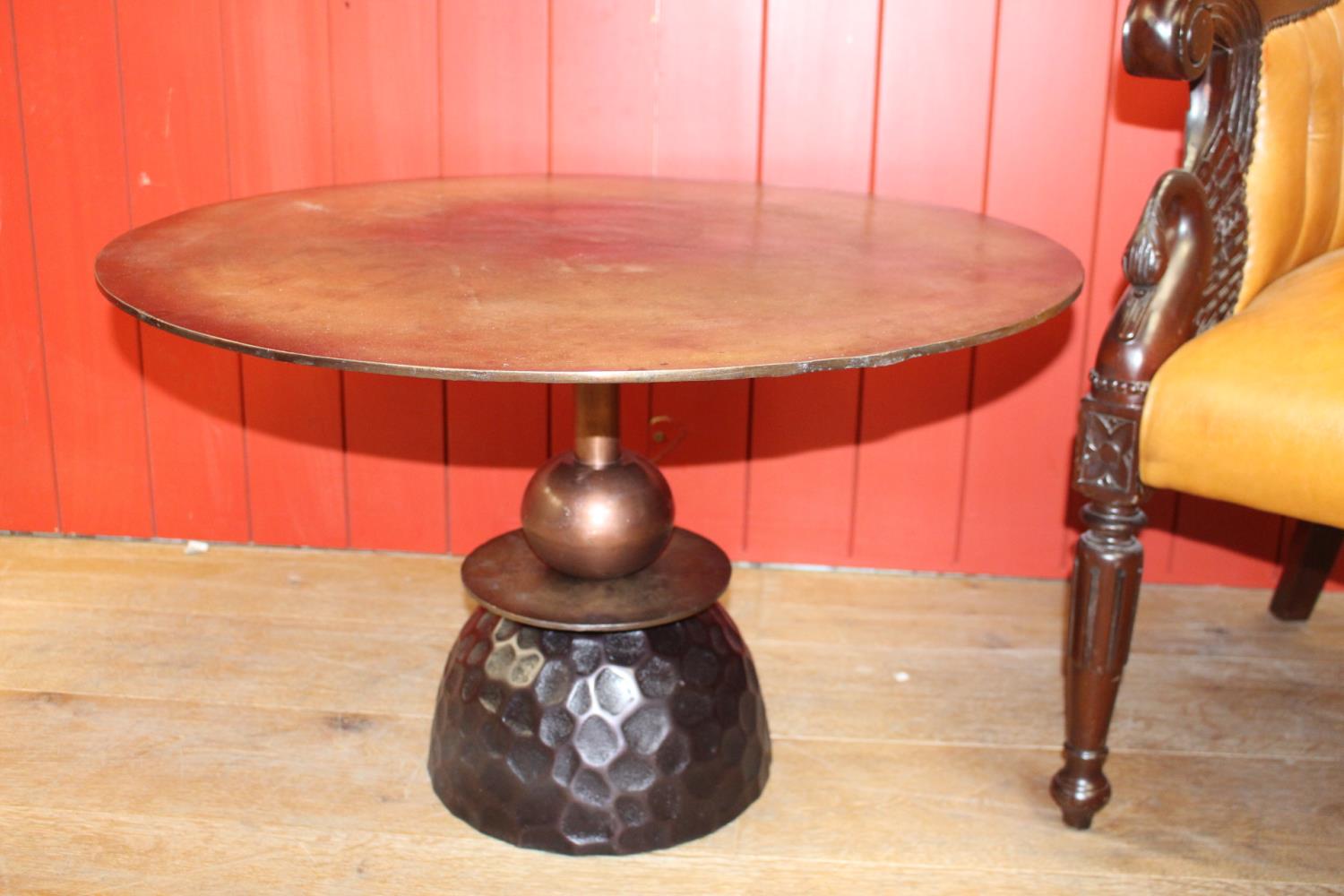 Brushed gold and black aluminium side table