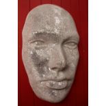 Silvered glass mosaic hanging face mask