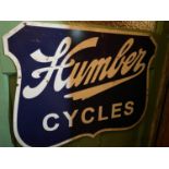 Tin plate Humber Cycles advertising sign.