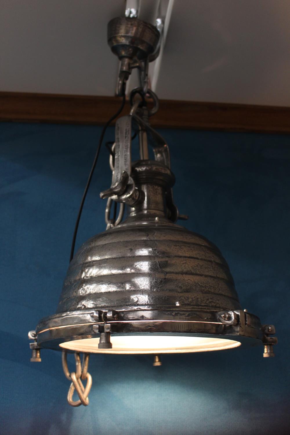 Pair of nickel industrial downlighters - Image 3 of 3