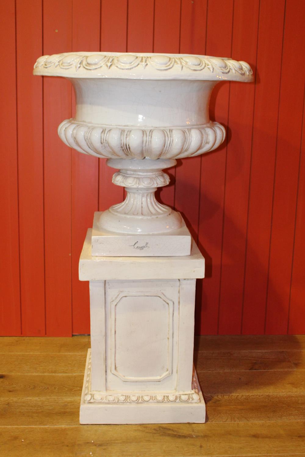 hand painted urn and base