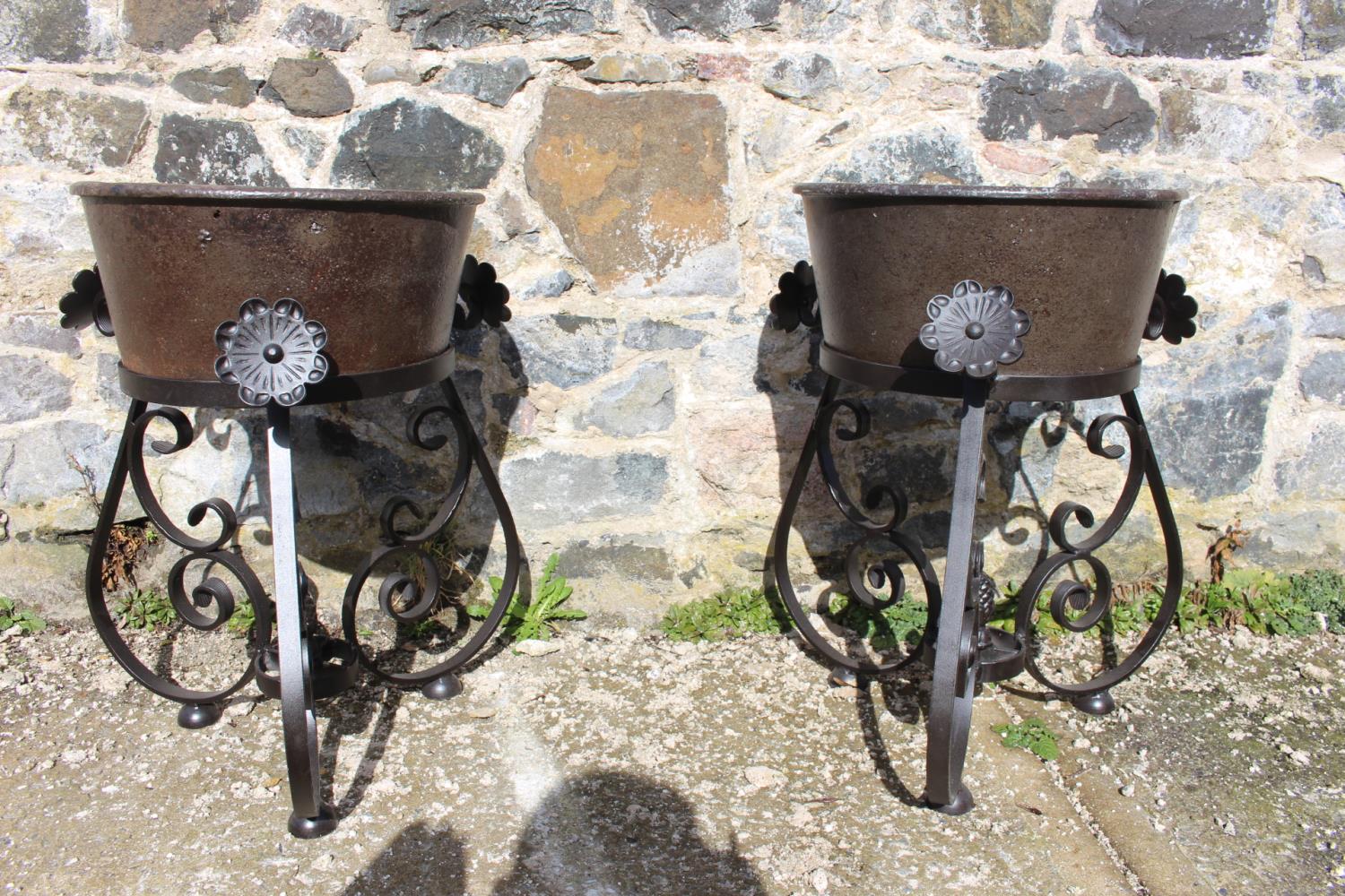 Pair of cast iron pots