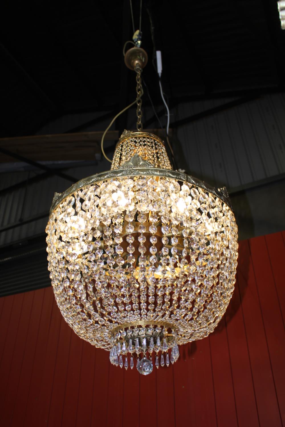 Brass and cut glass hanging ceiling light