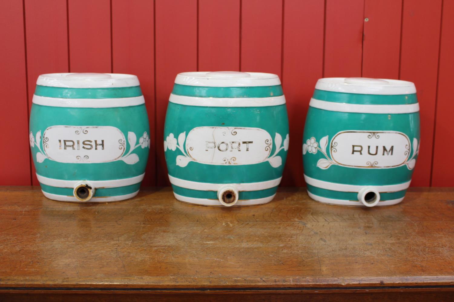 Set of three 19th C. ceramic dispensers