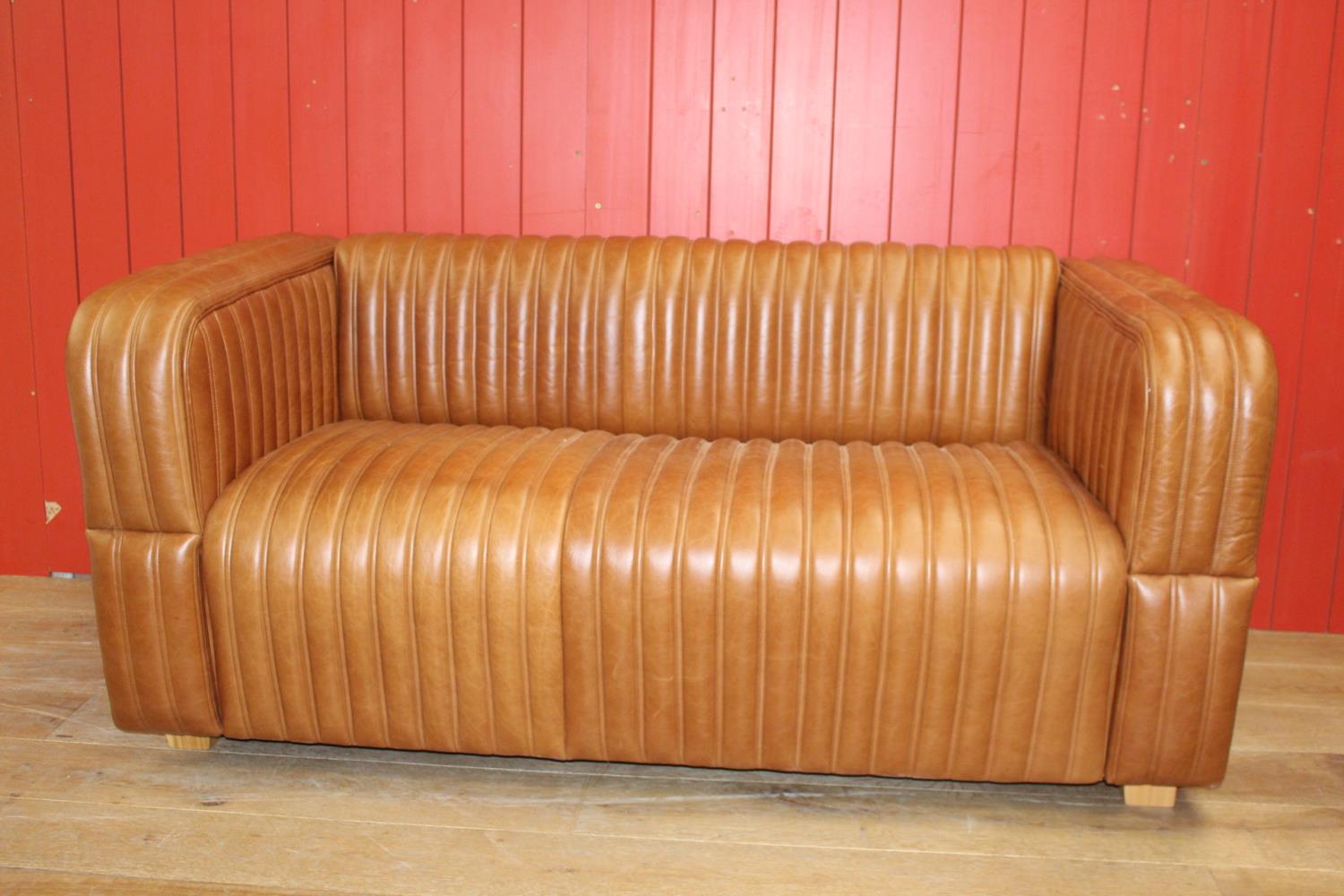 English ribbed leather sofa.