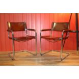 Pair of leather and chrome Director's chairs