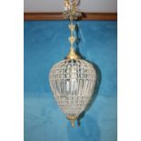 Brass and cut glass hanging centre light