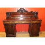 Late 19th C. walnut veneer pedestal sideboard