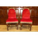 Pair of late 19th C. upholstered side chairs.