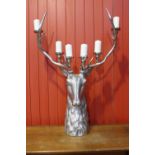 White metal six branch candle holder