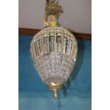 Brass and cut glass hanging centre light