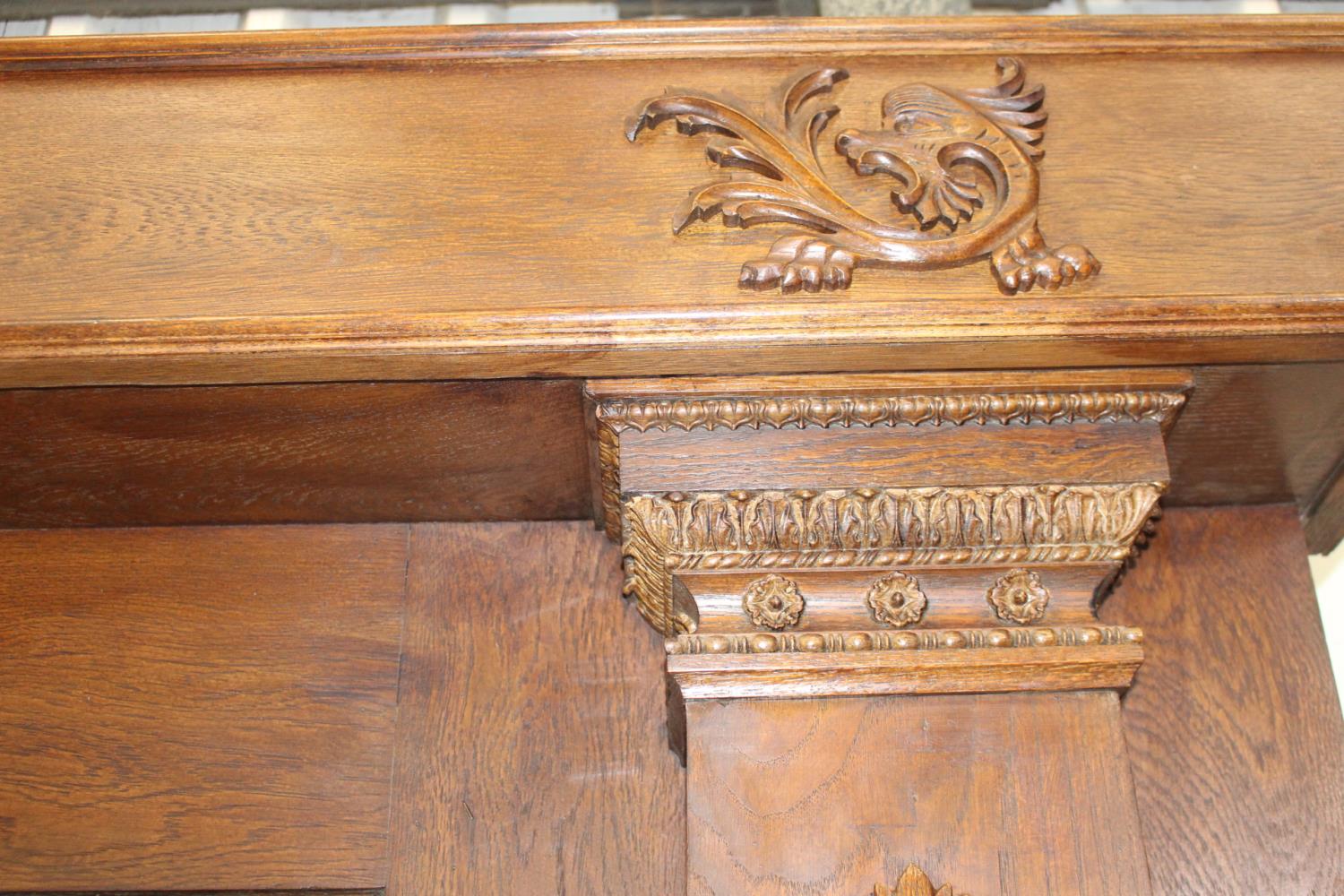 Oak shop counter and oak mirrored bar back. - Image 3 of 4