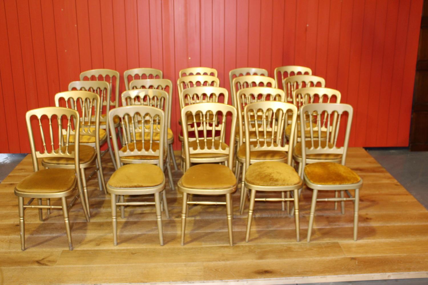 Set of twenty banqueting stacking chairs.