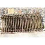 Seven lengths of wrought iron fencing