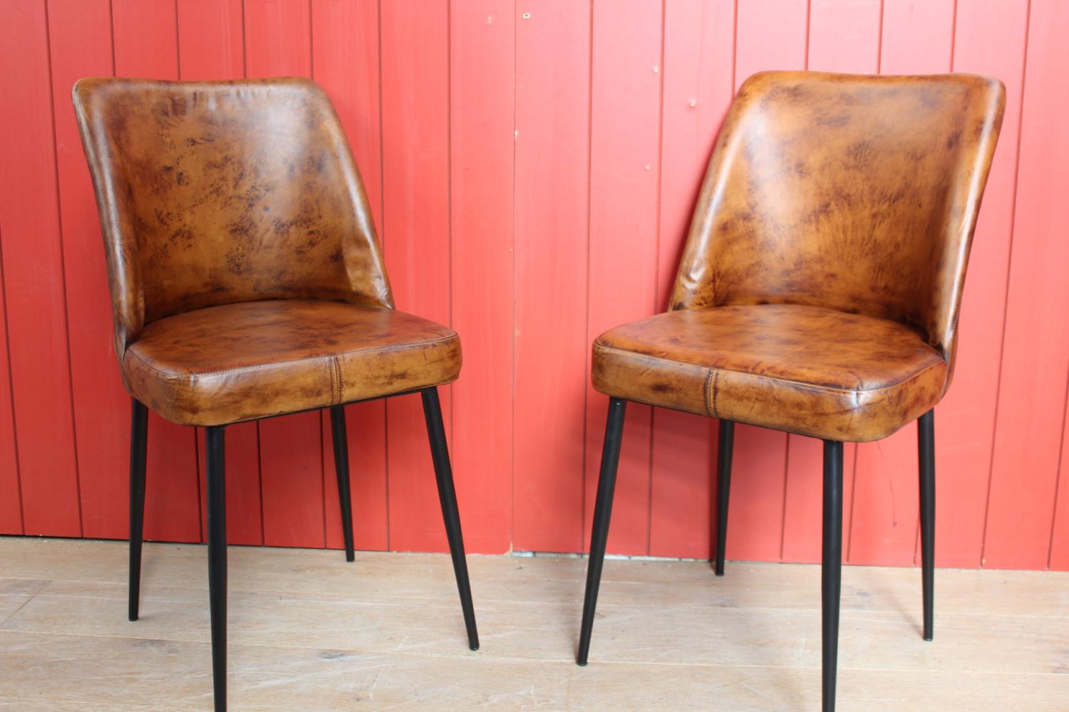 Pair of leather side chairs