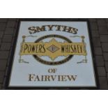 Powers Whiskey advertising mirror.