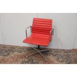 1960's chome and leather swivel office chair