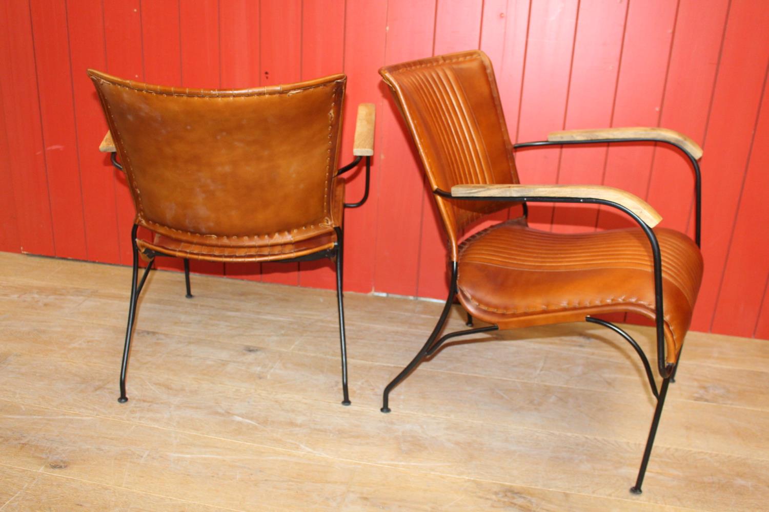 Pair of leather upholstered metal framed Baker's chairs - Image 2 of 2