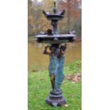 Cast bronze two tiered water fountain.