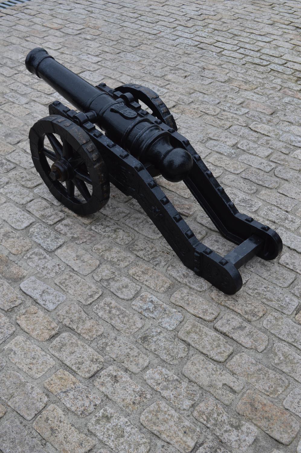 Pair of decorative cast iron models of cannons. - Image 2 of 3