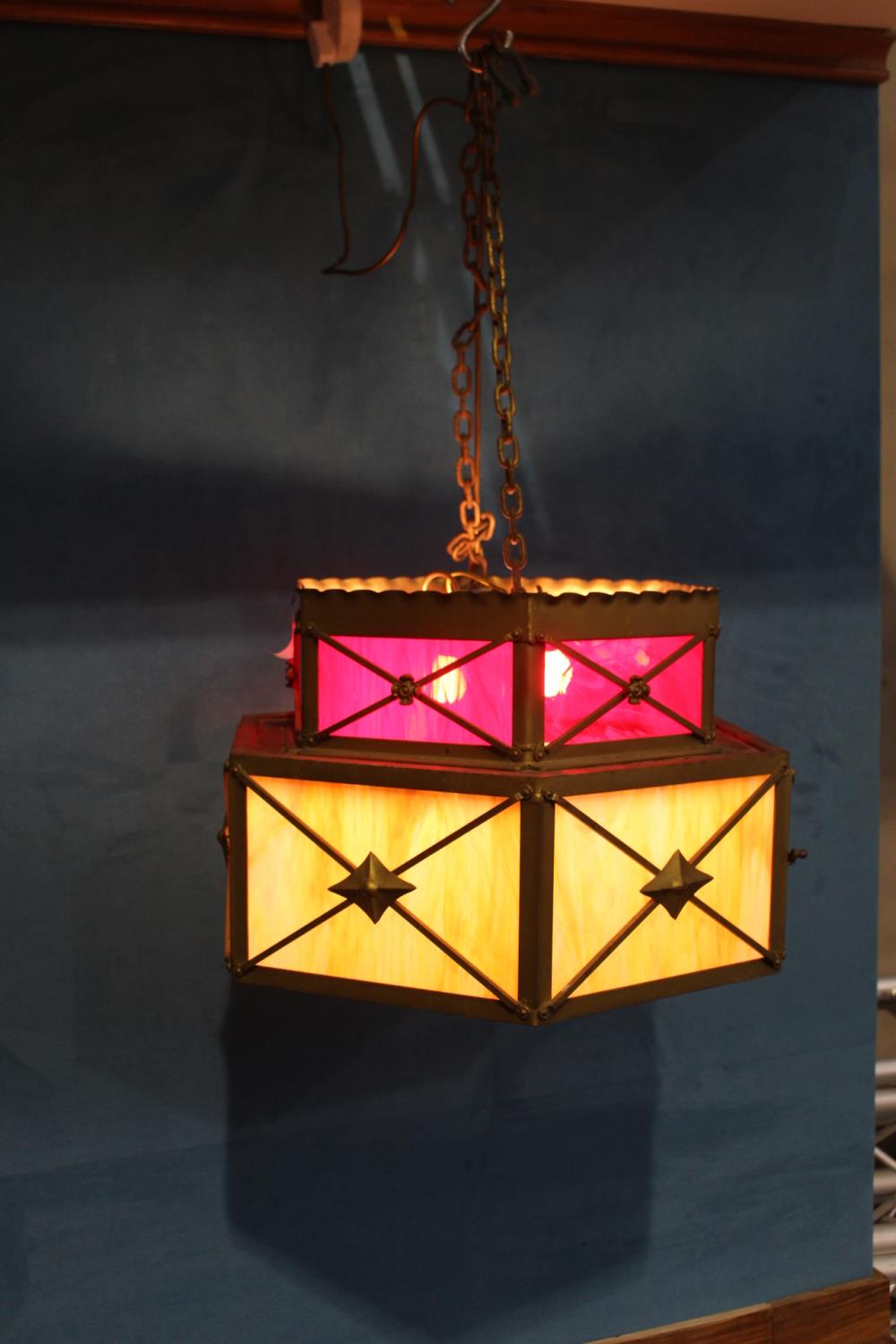 Metal two tier ceiling light