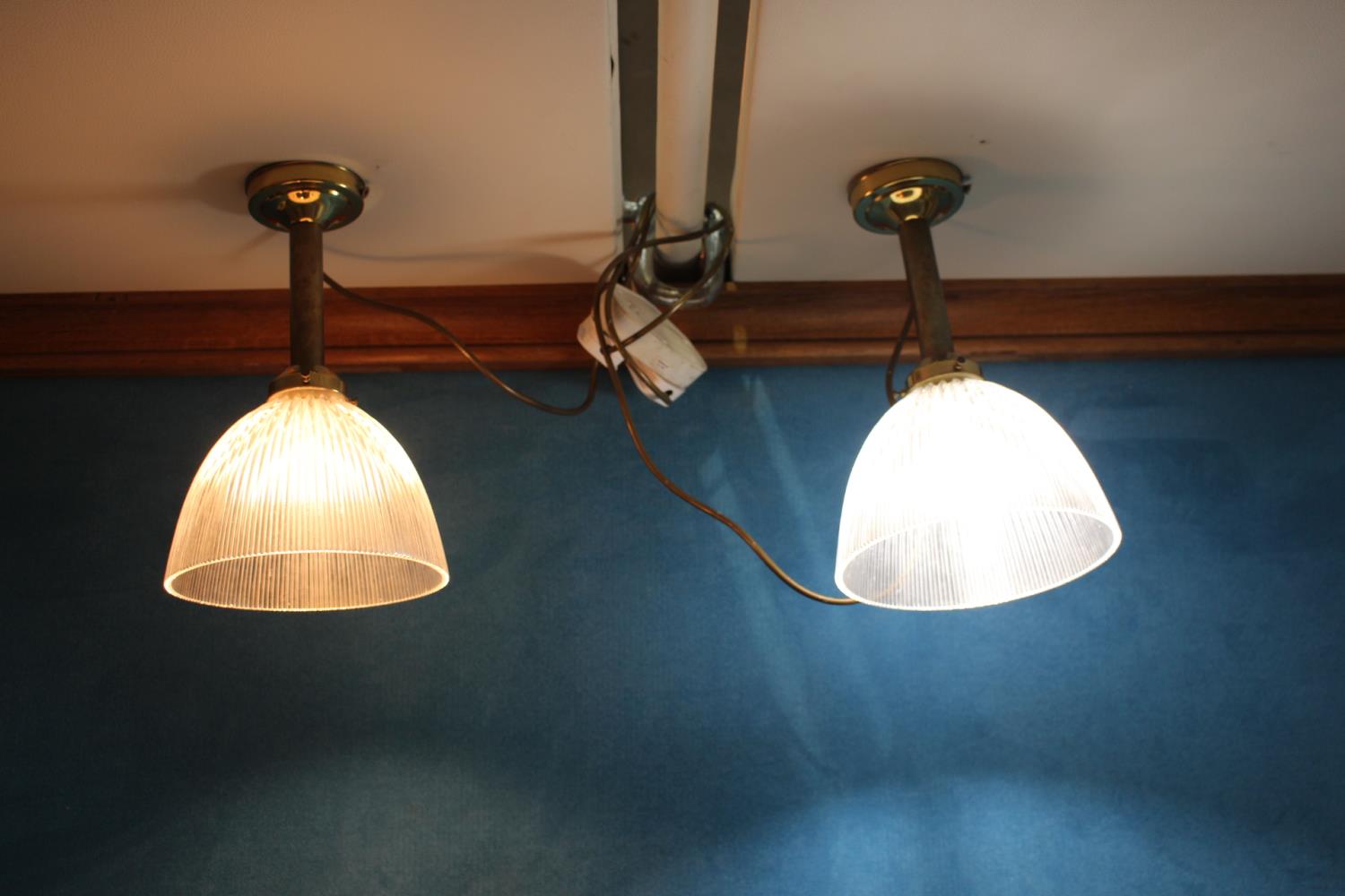 Pair of brass ceiling lights