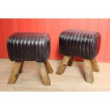 Pair of leather upholstered stools