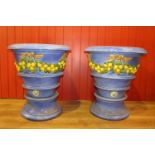 Italian ceramic hand painted urns