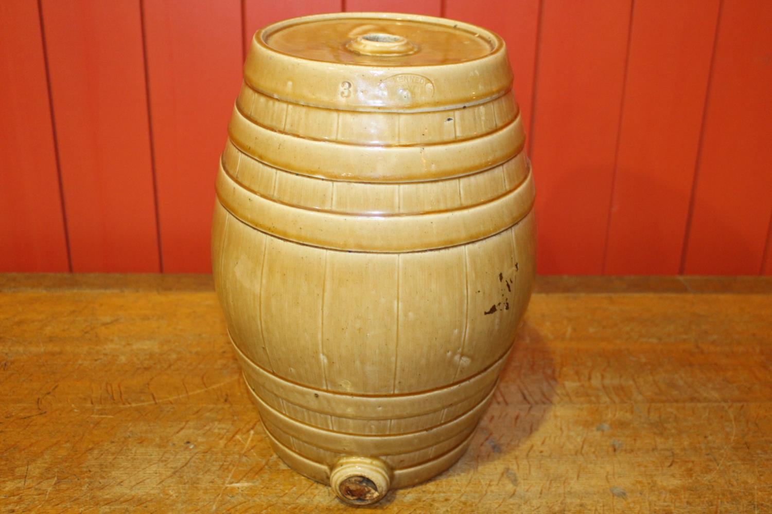 19th C. glazed earthenware three gallon dispenser