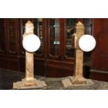 Pair of bronze bridge post ensconces