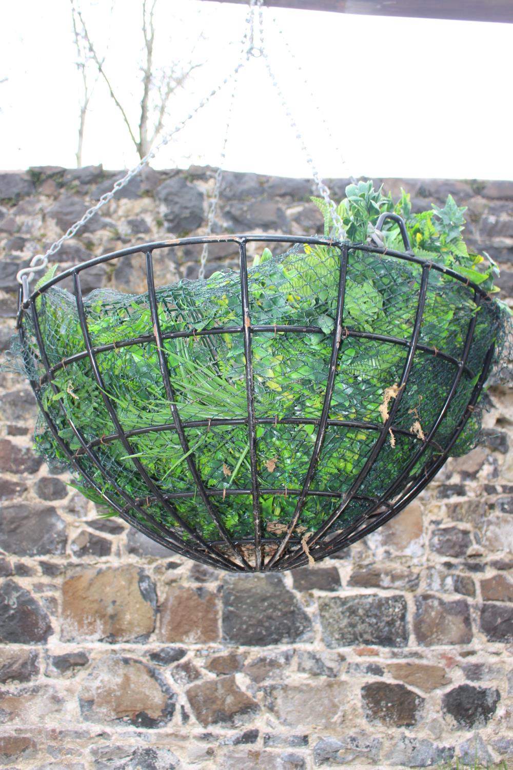Wrought iron hanging basket