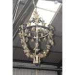 Exceptional quality wrought iron and gilded lantern {150 cm H x 90 cm Dia.}.