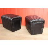 Pair of leather upholstered stools