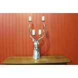 White metal four branch candle holder