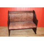 Leather upholstered wooden bench