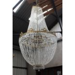 Bronze and glass dome shaped chandelier