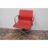 1960's chome and leather swivel office chair