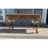 Giltwood marble topped centre table.