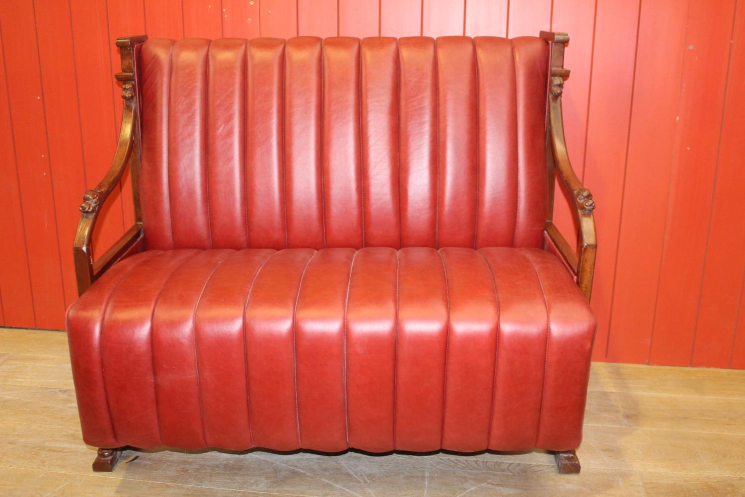 Leather upholstered sofa